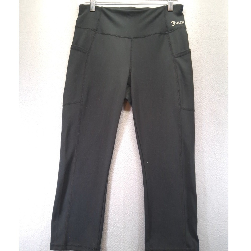 Juicy Couture Sport,‎ Women Leggings Pants,  Black, Pockets, Knee Lenght, Size M
